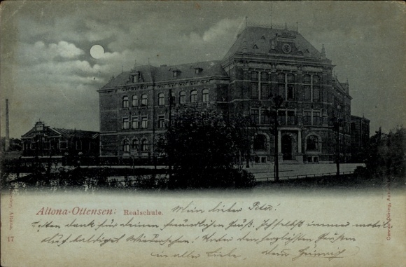 Moonlight Postcard Hamburg Altona Ottensen, Realschule
