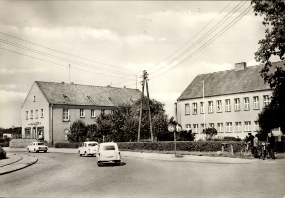 Postcard Eggesin in Mecklenburg Vorpommern, rural outpatient clinic and pharmacy