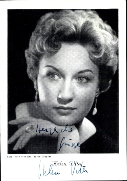 Postcard actress Helen Vita, portrait, autograph