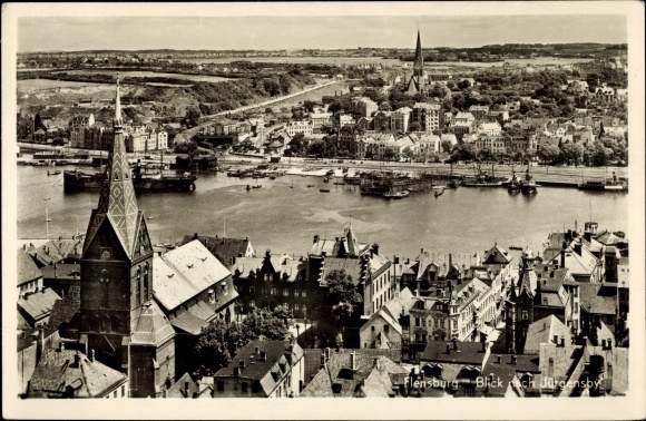 PC Flensburg in Schleswig Holstein, view of Jürgensby, aerial photo, church