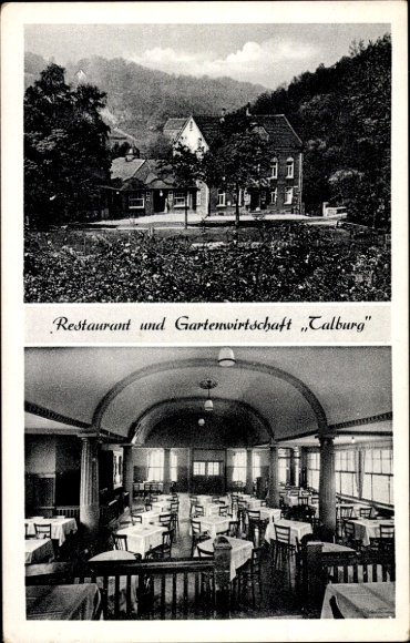 Postcard Iseneisen Heiligenhaus in the Ruhr area, restaurant and garden in Talburg