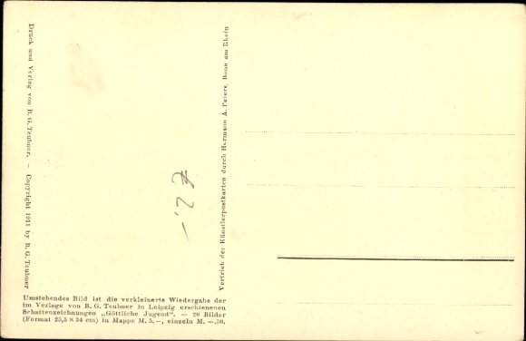 Paper cutting artist Postcard Diefenbach, Divine Youth 1, Part 2
