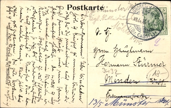 Postcard Großalmerode in the Werra Meißner district, Friedrichstrasse with post office