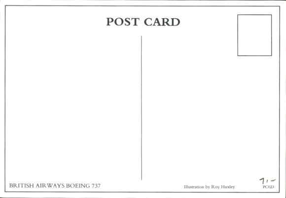 Postcard passenger aircraft British Airways, Boeing 737, Roy Huxley