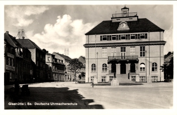 Postcard Glashütte Saxony, German watchmaking school
