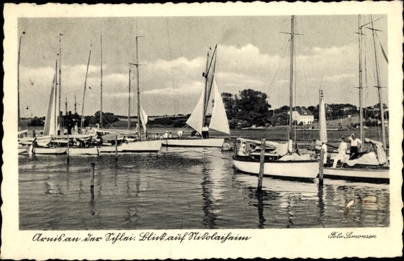 Foto Ak Bad Arnis an der Schlei, Nicolaiheim, Segelboote