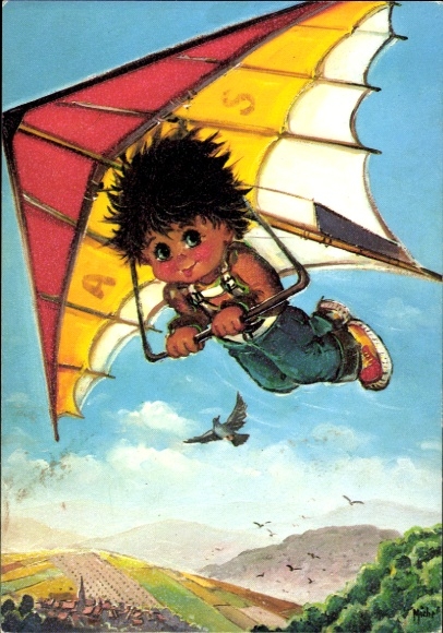 Künstler Ak Thomas, Michel, Delta Plane, Paraglider