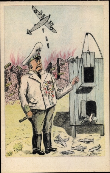 Ak The Field Marshal and his pigeon house, Feldmarschall Hermann Göring, Karikatur