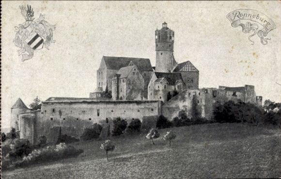 Postcard Ronneburg in Hesse, the castle, coat of arms