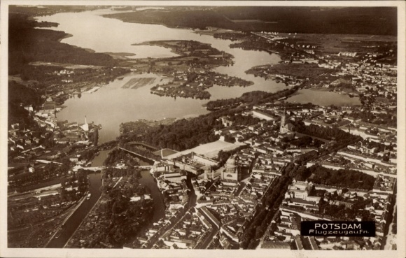 Postcard Potsdam, aerial photograph with Havel lakes