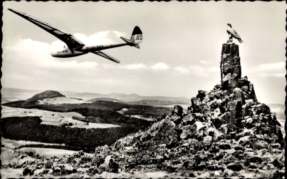 Postcard Wasserkuppe Rhön, Nuremberg glider at the Aviation Monument, D-13-245