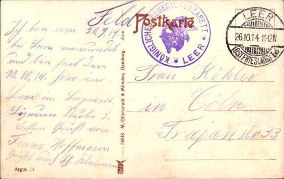 Passepartout Postcard Leer in East Frisia, Town Hall