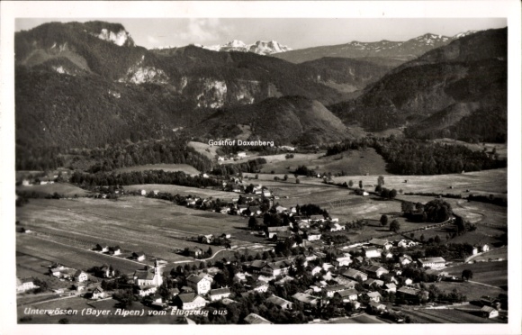 Postcard Unterwössen in Upper Bavaria, aerial photograph