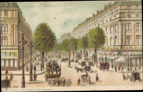 Stop tegen het licht litho Paris II, Boulevard des Capucines
