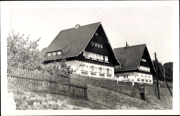 foto Ak Zwota in Vogtland Sachsen, zicht op de huizen