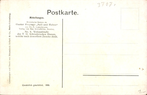 Artist Postcard Loeschmann, E., Wrocław Breslau Silesia, Schroetersches House, Debit and Credit