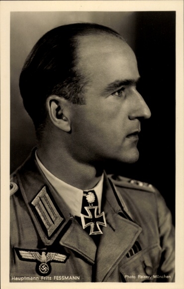 Postcard Captain Fritz Fessmann, Knight's Cross recipient