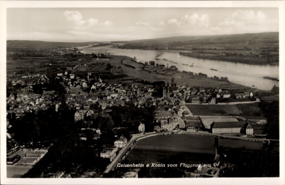 Postcard Geisenheim am Rhein Hesse, aerial photograph