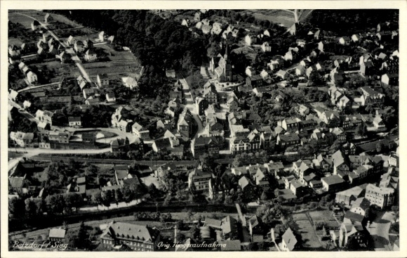 Postcard Betzdorf on the Sieg, aerial photograph