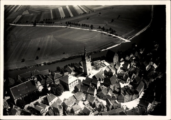 Postcard Wimpfen am Berg Bad Wimpfen am Neckar, black and white aerial view of Berg with Neckar, street and...