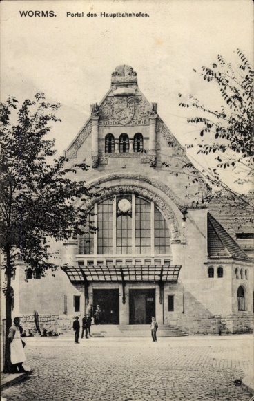 Ak Worms in Rheinland Pfalz, Portal vom Hauptbahnhof