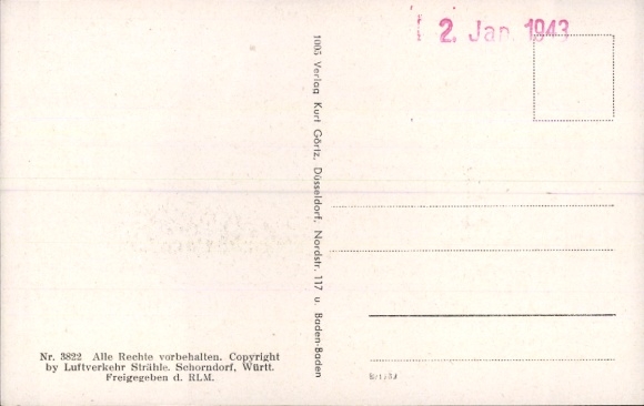 Postcard Iffezheim am Rhein, aerial photograph