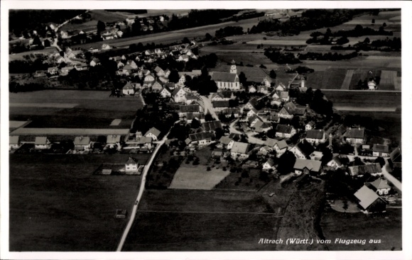 Postcard Aitrach in Württemberg, aerial photograph