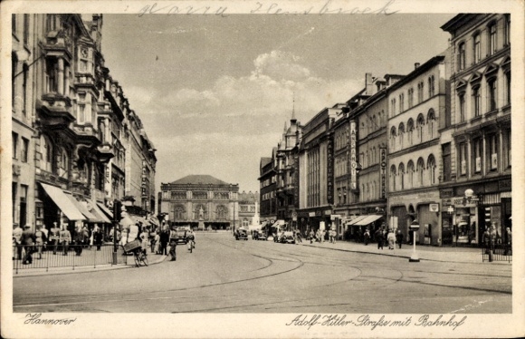 Ak Hannover in Niedersachsen, Adolf Hitler Straße, Bahnhof