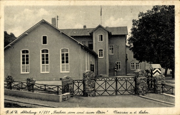 Postcard Nassau an der Lahn, RAD Department 4/251 Baron von und zum Stein