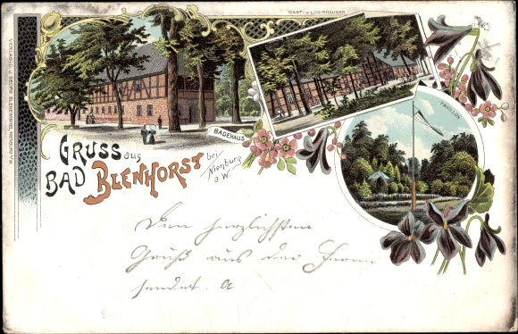 Chromo-Litho Bad Blenhorst Balge in Lower Saxony, inn, bathhouse
