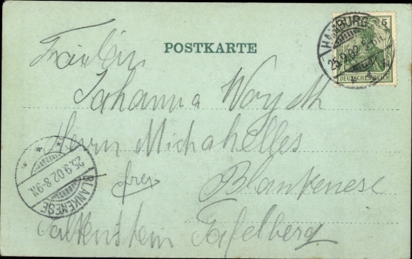 Postcard Friedrichsruh Aumühle in the Duchy of Lauenburg, tree-lined avenue, path, surrounded by trees, portrait