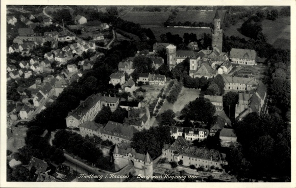 Postcard Friedberg in Hesse, castle from the plane, bird's eye view