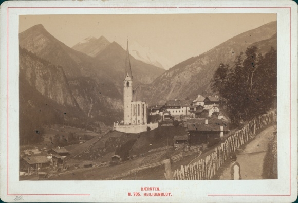 Cabinet photo of Heiligenblut on the Großglockner in Carinthia, view of the town, photographer Alois Beer, Klagenfurt