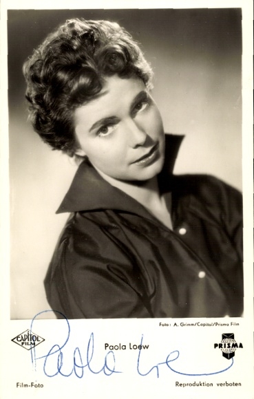 Postcard actress Paola Loew, portrait, Capitol Film, autograph