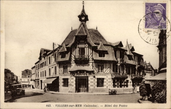Ak Villers sur Mer Calvados, Hotel des Postes