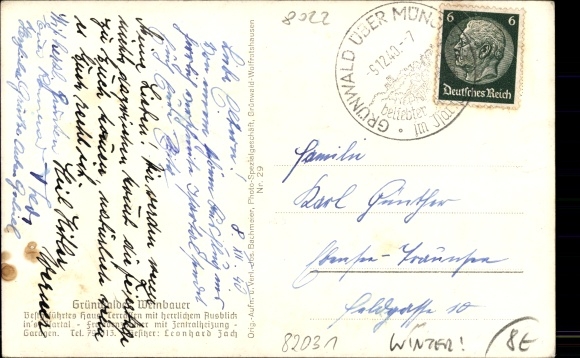 Postcard Grünwald in the district of Munich Upper Bavaria, Grünwalder Weinbauer, owner Leonhard Zach