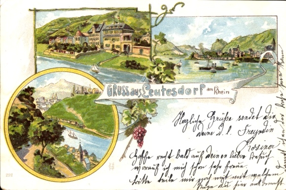 Artist Chromo-Litho Leutesdorf am Middle Rhine, city views