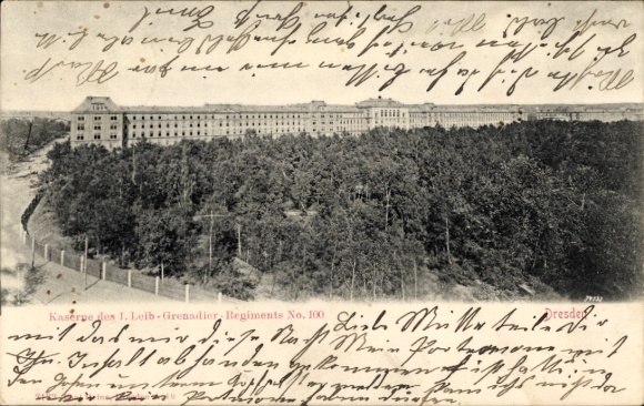 Postcard Dresden, barracks of the 1st Leib Grenadier Regiment No. 108