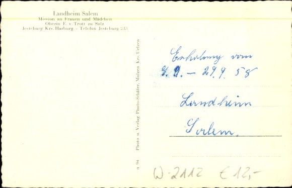 Postcard Salem Jesteburg, Landheim Salem with garden