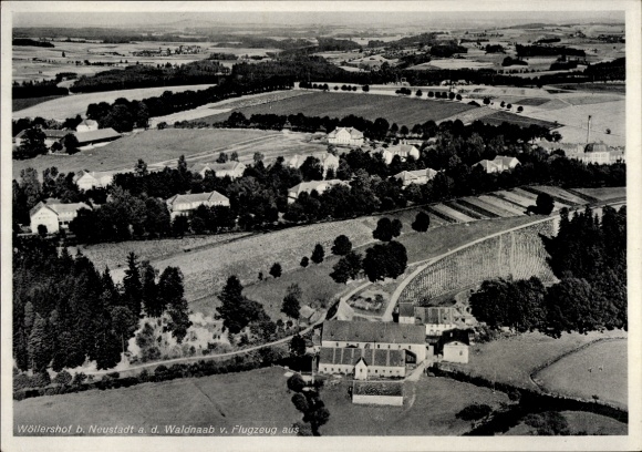 Postcard Wöllershof Störnstein in the Upper Palatinate Bavaria, aerial photo