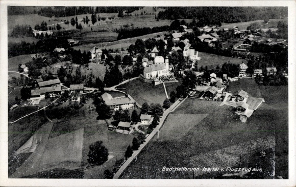 Postcard Bad Heilbrunn in Upper Bavaria, aerial photograph