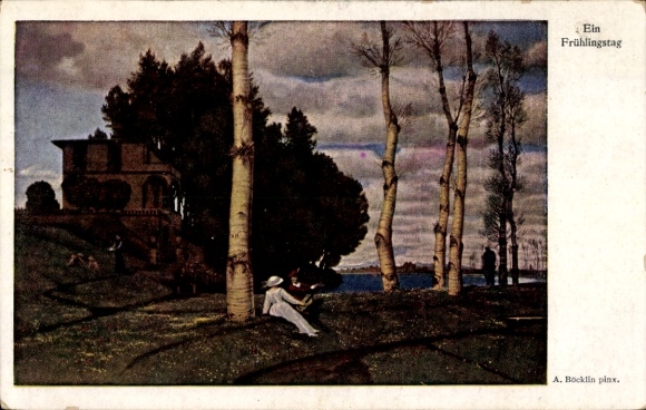 Artist Postcard Böcklin, Arnold, Spring Day, Park Landscape