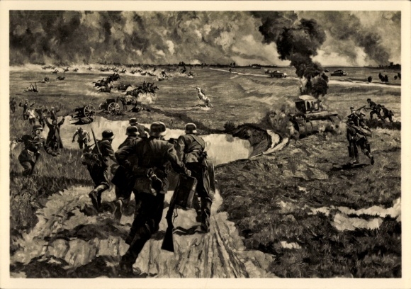 Artist Postcard Lebrecht, Encircled, German Wehrmacht, Encirclement Battle, WWII, HDK 420