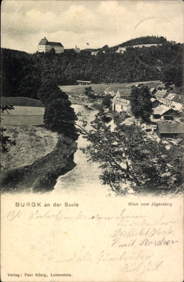 Ak Saalfeld an der Saale Thüringen, Kulm, Blick vom Jägersteig, Burg, Landschaft,  von Paul König