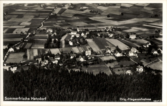 Postcard Hetzdorf Halsbrücke in Central Saxony, aerial photograph
