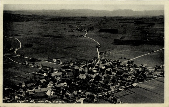 Postcard Legau in Swabia Unterallgäu, aerial photograph