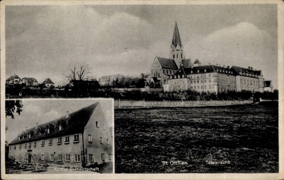 Postcard Sankt Ottilien Eresing in Upper Bavaria, Archabbey of Sankt Ottilien, monastery inn