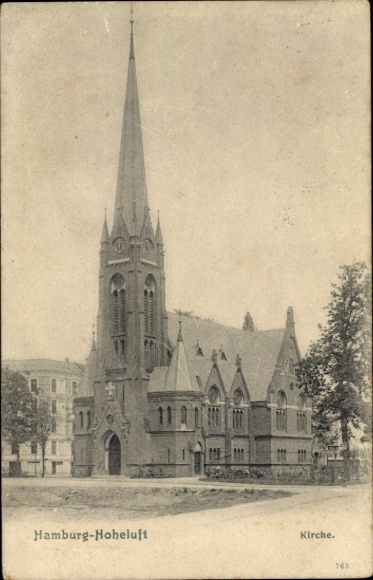 Postcard Hamburg North Hoheluft, Church