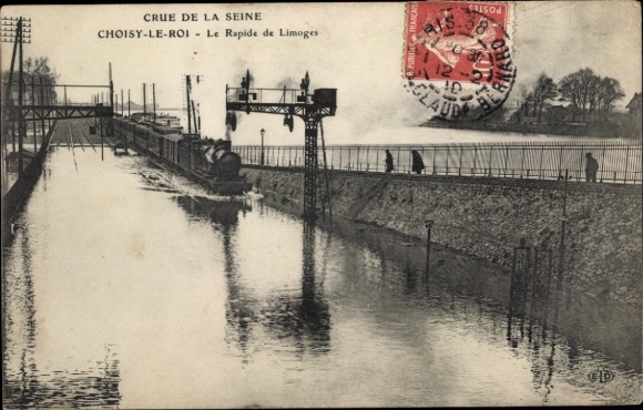 Postcard Choisy le Roi Val de Marne, Rapide de Limoges, flood