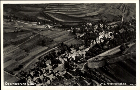 Postcard Oberneubrunn Schleusegrund in Thuringia, aerial photograph